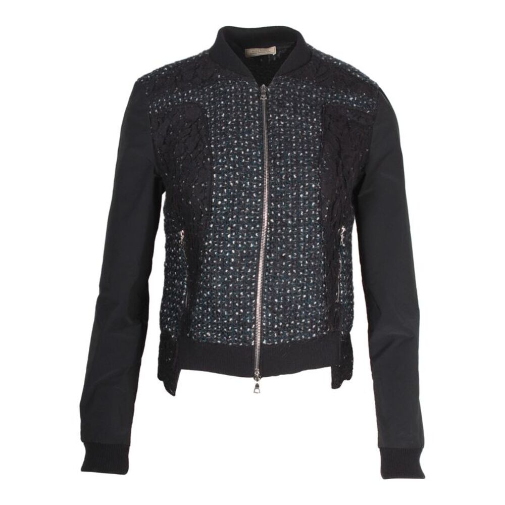 Nina Ricci Bouclé Zipped Jacket in Black Mohair
